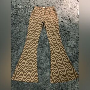 Wavy Patterned Flare Pants